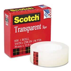  3/4 x 36 Yards 3M #600 Scotch Brand Transparent Tape 