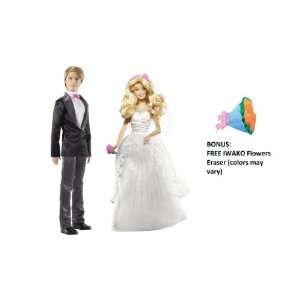  Barbie Bride Doll and Ken Groom Doll + Free Iwako Flowers 