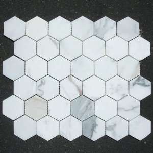  Calacatta Gold 2 Hexagon Mosaic Tile Honed   Marble from 