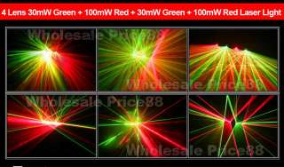 RG 4 Lens 2 Color DMX DJ Disco Laser Stage Lighting For Xmas Party 