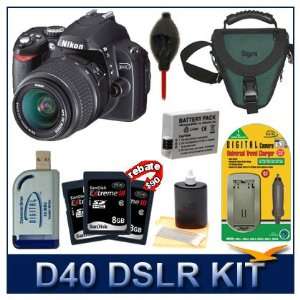  D40 DSLR Camera Kit w/ 18 55 Lens & 24GB Sandisk 9pc 