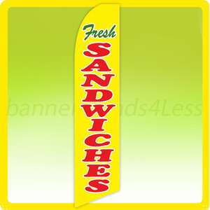 Feather Flutter Banner Sign Tall Flag   FRESH SANDWICHES Y  