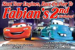 Disney Cars 2 Birthday Party Custom Personalized Invitations Lightning 