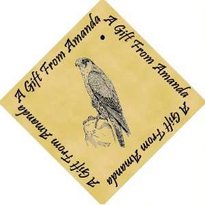  of 48 PERSONALISED Parchment 6cm Square Gift Tags Peregrine Falcon