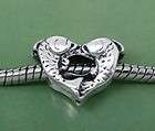 Ant Silver Two Fish Kissing 16mm Heart Shaped Large 5mm Hole Charm 