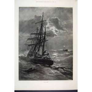  1895 Stormy Night Ocean Ships Fine Art