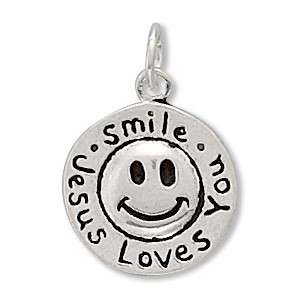 Sterling Silver Smile Jesus Loves You Charm  