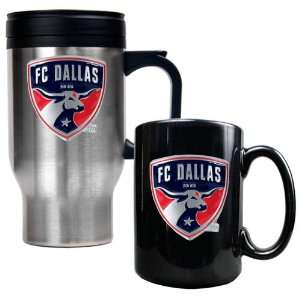 FC Dallas Logo Travel Mug and Ceramic Mug Set  Sports 