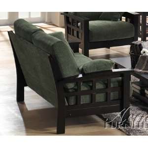  Loveseat Sofa with Lattice Design Wooden Frame Sage Fabric 