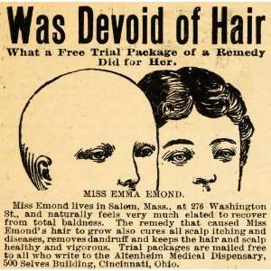   Ad Altenheim Medical Dispensary Hair Loss Remedy   Original Print Ad