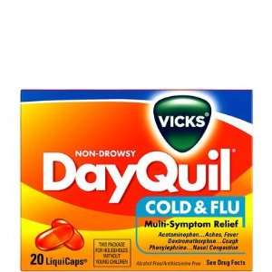  Vicks DayQuil Cold & Flu Relief LiquiCaps 20ct (Pack of 4 