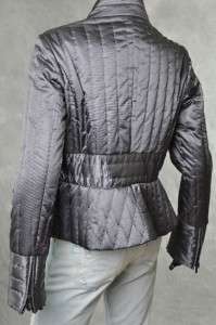 BNWT Armani Collezioni Womens Gray Quilted Jacket Coat sz 10 RT $685 