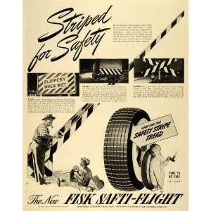  1941 Ad Fisk Safti Stripe Tread Flight Tires Car Parts 