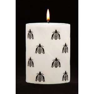  Bees   3x4 Decorative Pillar Candle Printed Black
