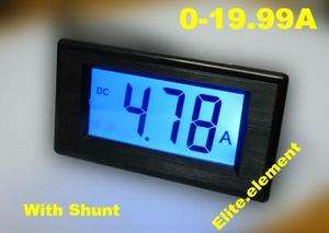 DC 0 20A DC Blue LCD Digital Panel Amp Meter ammeter With Shunt ELD69 