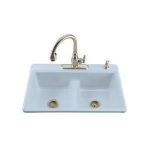 Kohler DEERFIELD 33x22x9 Drop In Double Bowl Kitchen Sink   5 Hole 