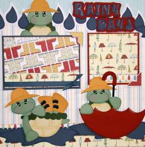 MOMZ DDD Rainy Days Turtle Splash premade scrapbook pages with paper 