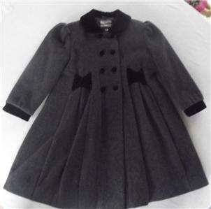 Girls Rothschild Wool Gray Black Dress Coat Winter Sz 5  