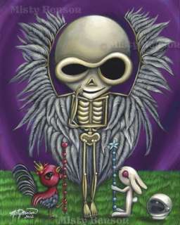skeleton art day of the dead rabbit rooster fantasy tarot two of wands 