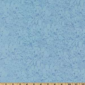  44 Wide Ashleighs Garden Tonal Floral Blue Fabric By 