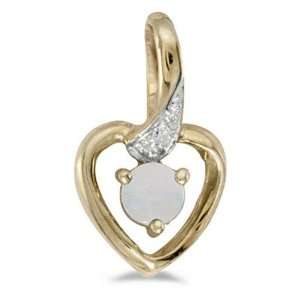  14k Yellow Gold October Birthstone Round Opal And Diamond 