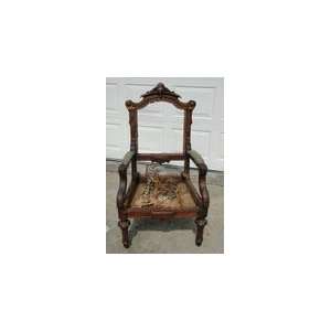  Antique Carved Mahogany Arm Chair 