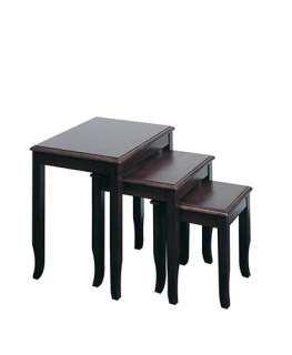 New 3 pc Wooden Accent Nesting Tables   Merlot Finish  