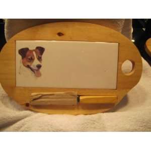  Jack Russell Terrier Tiled Cheese Tray with Knife 