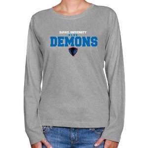 DePaul Blue Demons Ladies Ash University Name Long Sleeve Classic Fit 