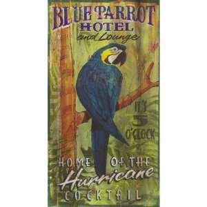  Custom Large Blue Parrot Hotel and Lounge Vintage Style 