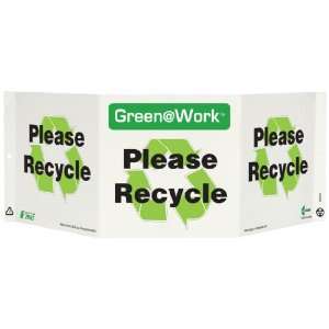  Sign, Header Green at Work, Please Recycle with Recycle Symbol 