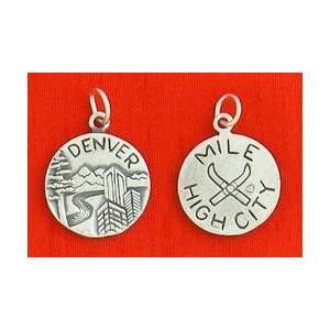 Sterling Silver Charm, Denver Coin Charm, 3/4 inch, 3 grams, Satin 