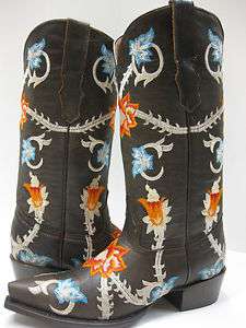   COWBOY BOOTS SEXY SHOES NEW GRINGO EMBROIDERED FLOWERS DRESS RODEO