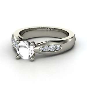  Mia Ring, Round Rock Crystal Platinum Ring with Diamond 