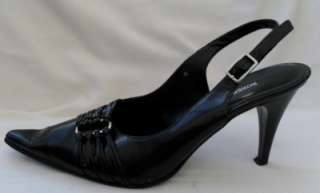 ROBERTO VIANNI Black Leather Slingback High Heels   Strap design   37 