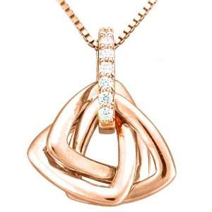  Rose Gold Over Sterling Silver Cubic Zirconia Knot Pendant 