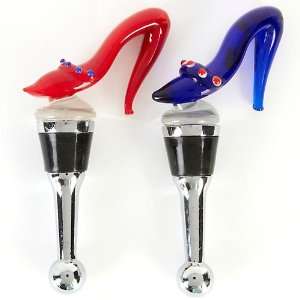  LS Arts 2−pc. Set Glass High Heels Bottle Stoppers 