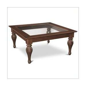   Leg B G Furniture Champlain Square Glass Top Coffee Table in Antiquity