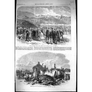  1864 Cutting Turf Carnarvon Llanberis Railway Fire Ruins 