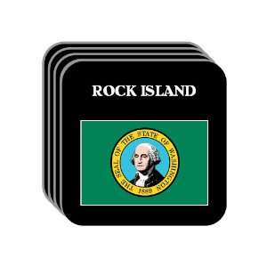  US State Flag   ROCK ISLAND, Washington (WA) Set of 4 Mini 