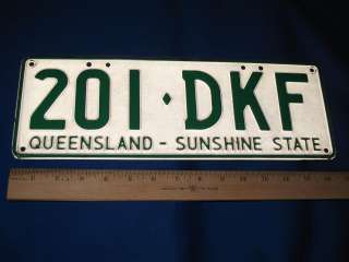   AUSTRALIA LICENSE PLATE #201 DFK GREEN ON SILVER C6328  