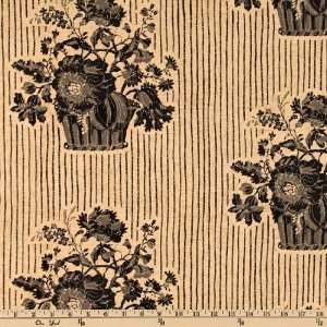  44 Wide Bower Beauties Floral Basket Sand Stripe Fabric 