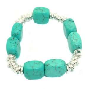  Turquoise and Silver Stretch Bangle Jewelry