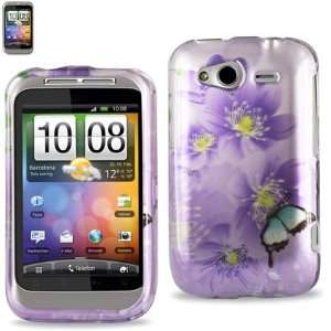 HTC Wildfire S G13 Designer Hard Case 151 Purple W/ Butterfly & Purple 
