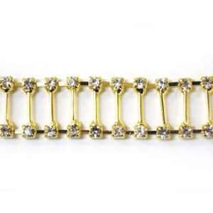  Double Row Rhinestone Chain By Shine Trim   Gold Arts 
