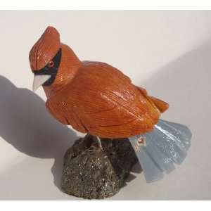  Natural Gemstone Robin Bird Carving Figurine 3.0 