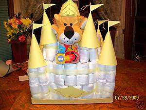 DIAPER CASTLE CAKE FILLED WITH GREAT THINGS   BOY/GIRL  