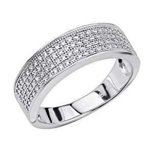   Silver CZ Micro Pave Far from Plain Shimmering Designer Couture Band
