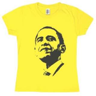   Obama   Silhouette Juniors T Shirt   Bright Yellow Clothing