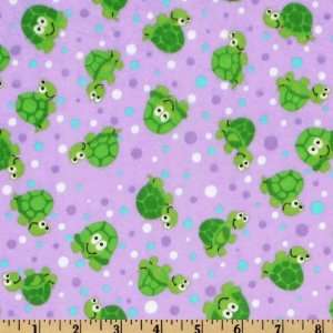  44 Wide Comfy Flannel Turtles Purple Fabric By The Yard 